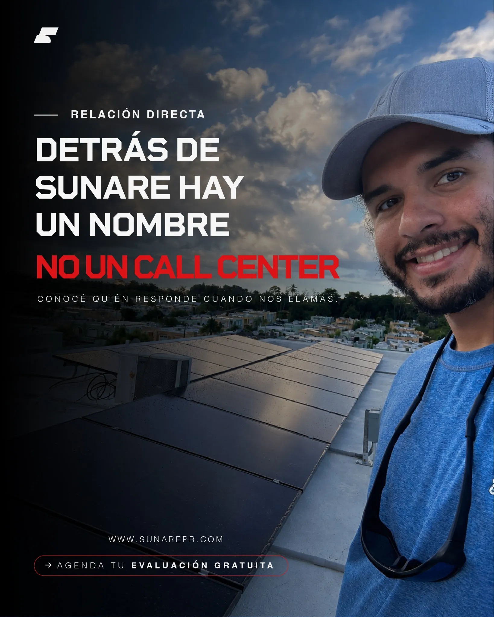 Integrante de Sunare en una instalación solar