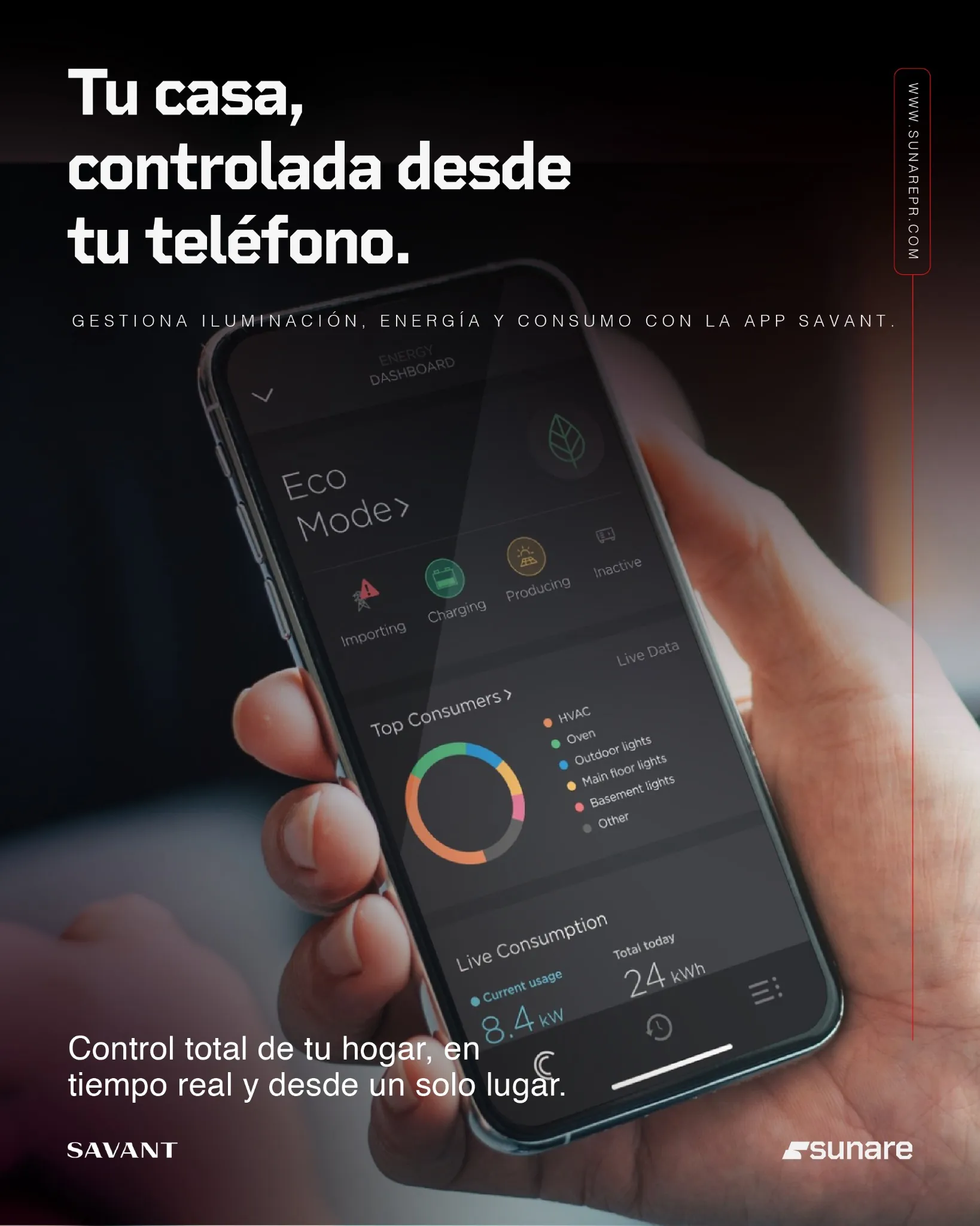 Contenido de Sunare sobre control energético desde el teléfono